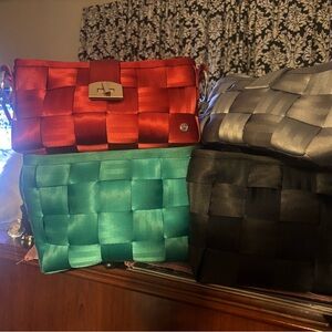 Bundle of 4 Harvey’s seatbelt Woven  Crossbody Bag - Red, green Black, Silver